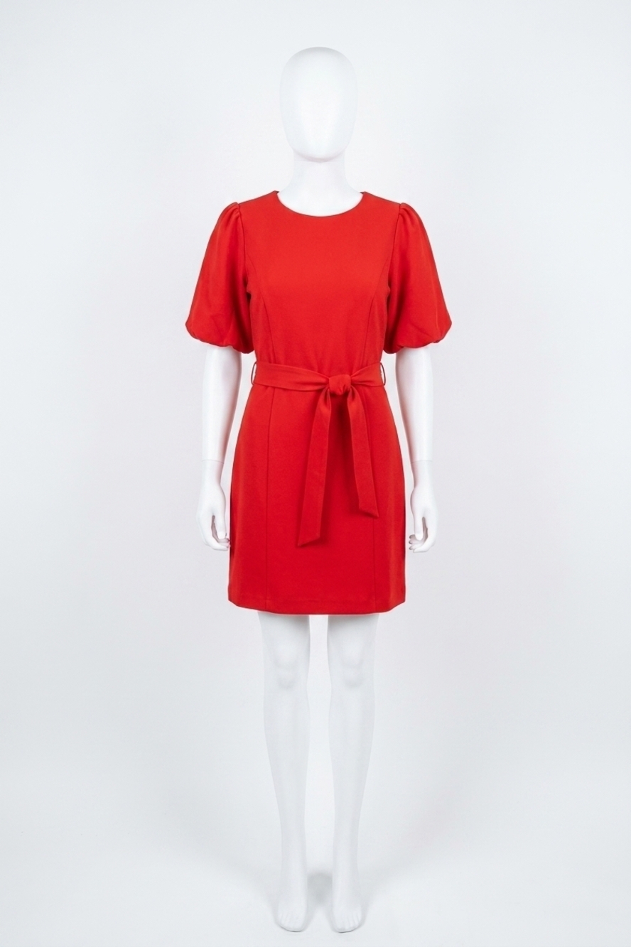 NEW VOY dorothy puff sleeve princess line sheath dress in red